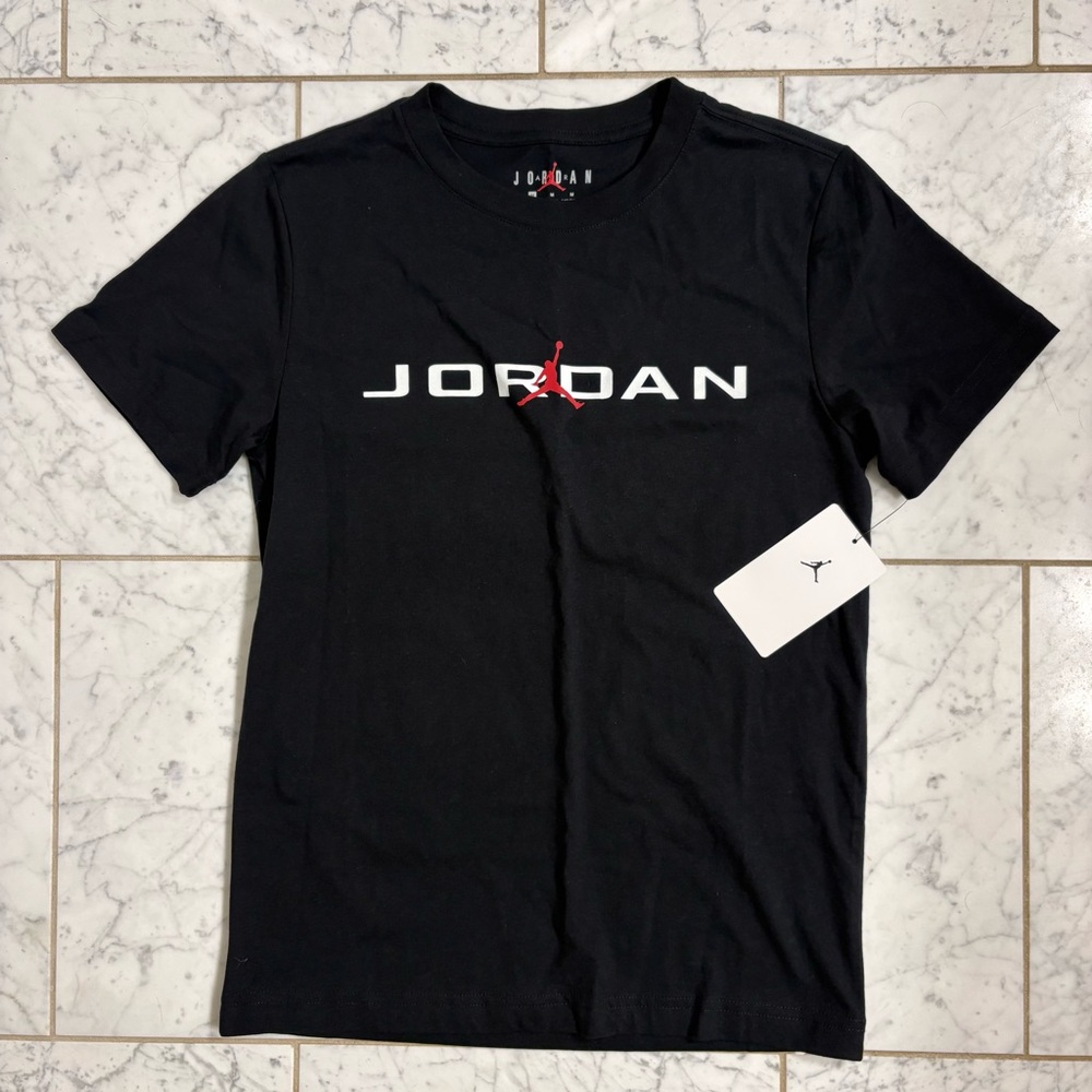 Jordan Jumpman Youth Boy Size Medium Black Red Cotton Blend T Shirt 10-12 Yr Old